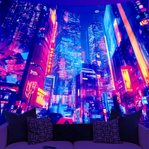 Tapisserie fluorescente Cyberpunk pour transformer une chambre sombre en univers néon