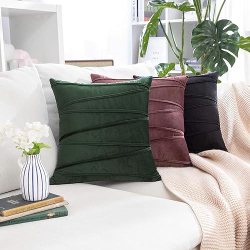 Image of Khooti Velvet Striped Cushion Cover Pack of 1-28 inch x 28 inch / 71 x 71 cm | Jam | Soft Pillow Covers Cushion Case for Sofa Bedroom Livingroom Chair Car, Cushion Cover with Zig Zag Pattern