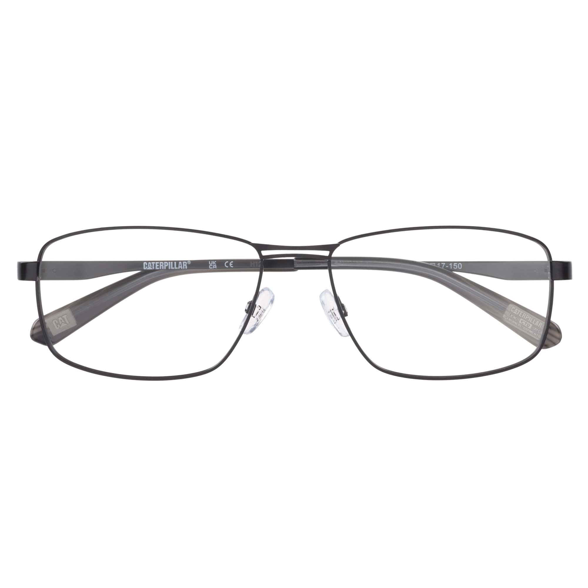 CAT Brille mit Sehstärke für Herren optional mit Sonnenbrillentönung oder Blaulichtfilter, Rechteckig, gefertigt aus Edelstahl (inklusive Brillenetui)
