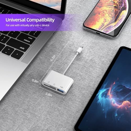 RayCue USB C to Micro SD TF Memory Card Reader, 3-in-1 USB C Camera Card Reader Adapter for iPhone 15 16 17 Pro Max,iPad Pro, MacBook Pro/Air, Chromebook XPS, Galaxy S10/S9 and More USB C Devices