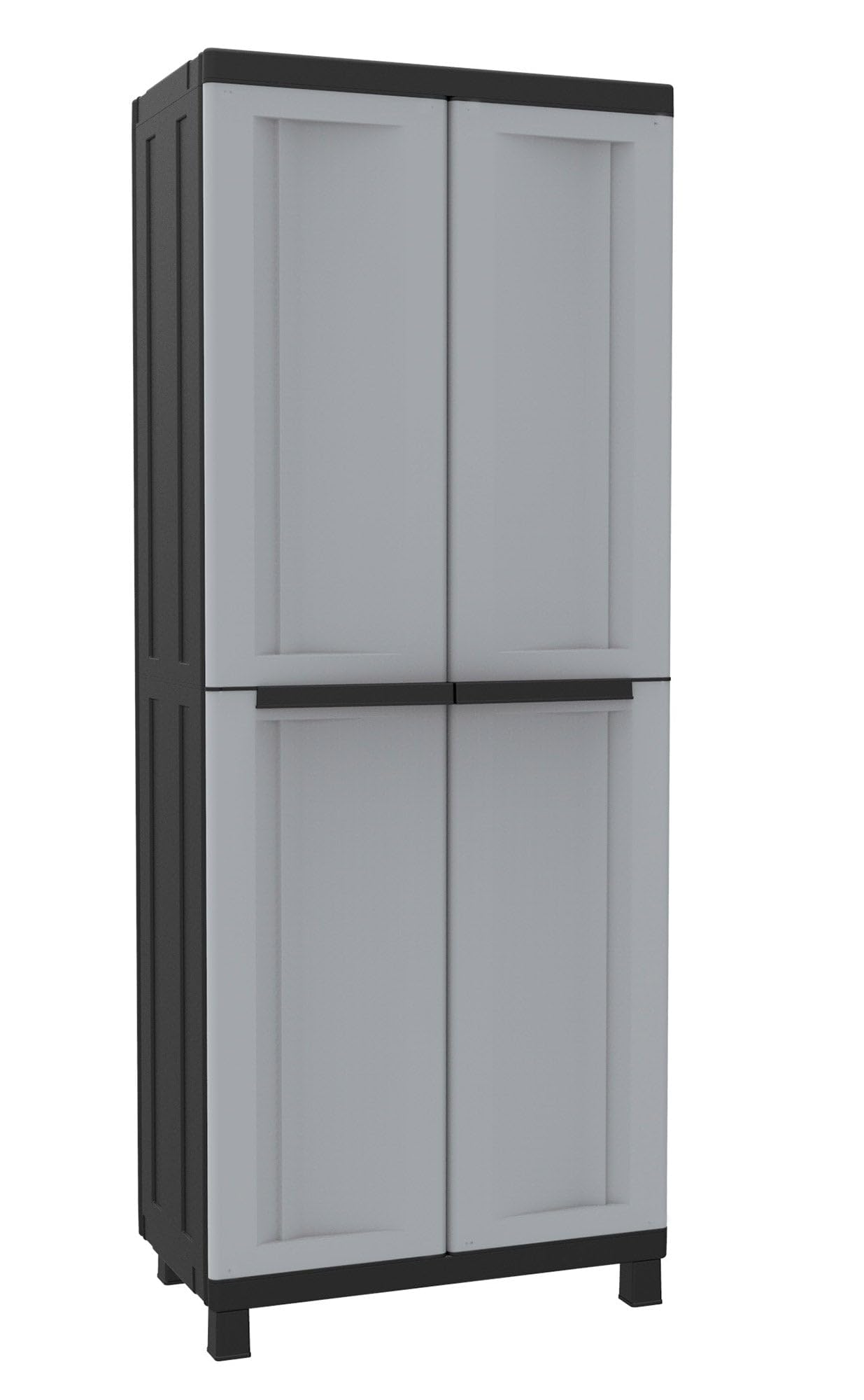 Bonussi Armadio Portascope Modulare da Esterno 68x39x170 cm 2 Ante 4 Ripiani in Polipropilene Twist Grigio e Nero