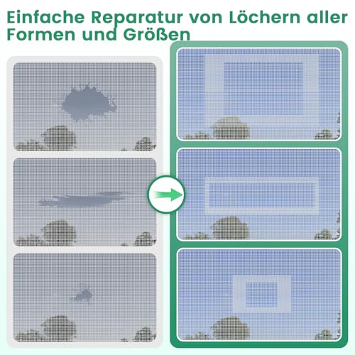 REDTRON Reparaturband für Fensterscheiben (48 mm x 2 m), Weiß, Insektenschutzgitter Reparatur Set für Fenster und Türscreens, Stark Klebeband für Fliegengitter