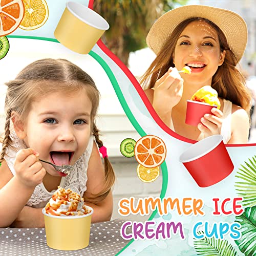 Image of Nuenen 300 Pcs 8 oz Summer Ice Cream Paper Cups Bulk Disposable Dessert Cups Solid Color Paper Dessert Bowls for Snack Sundae Spring Party Favors Ice Cream Bar Supplies (Rainbow Color)