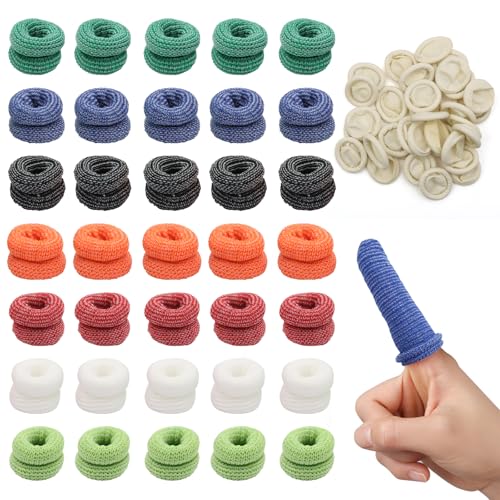 BORISCA 70 PCS Pansements Doigts, 35 Multicolores Pansement Doigt+35 Doigtier Caoutchouc, élastique Bandage Tubulaire Doigt Respirant Pansement Doigtier pour...