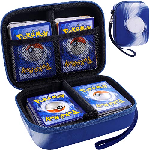 Card Holder Compatible for PM TCG Trading Cards, Card Game Storage Box Binder Fits for UNO, Phase 10, CAH,Up 400+ Cards Game(Blue)