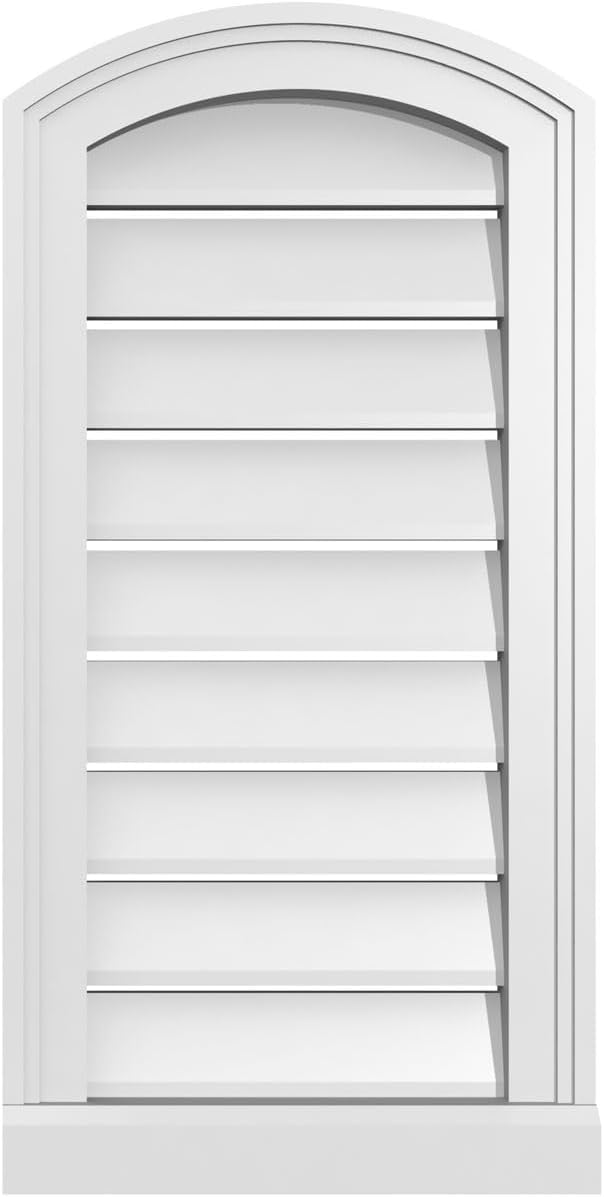 Ekena Millwork GVPAR14X2803SF Arch Top Surface Mount PVC Gable Vent, Factory Primed White