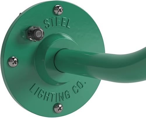 Miniatura 8 de Steel Lighting Co. Redondo - Luz de granero  Sensor de atardecer a amanecer, montaje en pared al aire libre, cúpula de 20 pulgadas, cuello de cisne