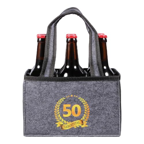 KHstylehoo Gift 50th Birthday Man, Men's Handbag Beer, Bottle Bag 6 Bottles, 50th Birthday Man Bottle Carrier, Gifts for 50th Birthday Man for Old Father, Husband, gray, 50. Geburtstag, 50th birthday KHstylehoo Gift 50th Birthday Man, Men's Handbag Beer, Bottle Bag 6 Bottles, 50th Birthday Man Bottle Carrier, Gifts for 50th Birthday Man for Old Father, Husband, gray, 50. Geburtstag, 50th birthday