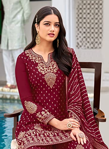 Ready to Wear Indian/Pakistani Style Ethnic Wear Party Wear Plazzo Salwar Suit for Women's2