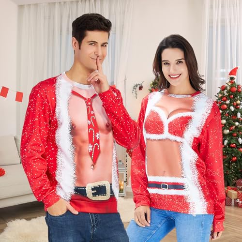 Couples Ugly Christmas Sweater Men 3D Muscle Xmas Sweatshirts Women Novelty Funny Shirt Pullover2