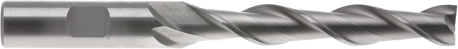 EM-AL10B 5/16 Extra Long Aluminum Cutting 2 Flute End Mill with High Helix Flutes, 3/8 shank, High Speed Steel