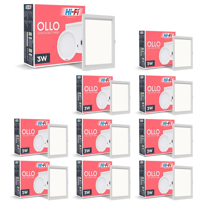 Image of Hi-Fi OLLO Polycarbonate 3-Watt Square Led Downlighter| Recessed Led Downlight|Led Ceiling Light for Home and Hall|Cut Out: 68 mm, Color: Natural White (4000K) Pack of 10