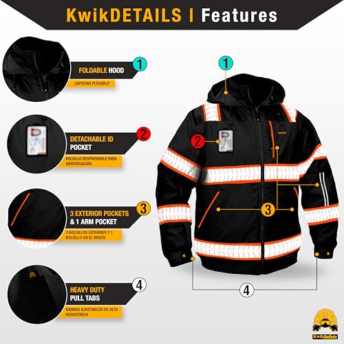 KwikSafety Reflective Jackets | Men's Insulated Hi Vis Work Bombers | Yellow, Orange, Multicolor3