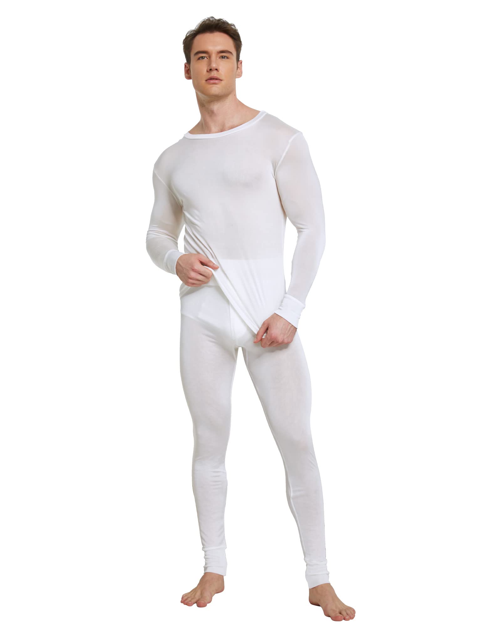 Men's Pure Mulberry Silk Knitted Thermal Underwear Long Johns Bottom(Pants  Only)