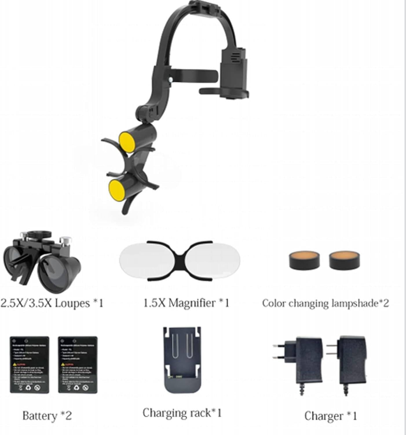 Zahnarztscheinwerfer mit einstellbarer Vergrößerungslupe und tragbarer LED-Lampe für chirurgische und zahnärztliche Eingriffe