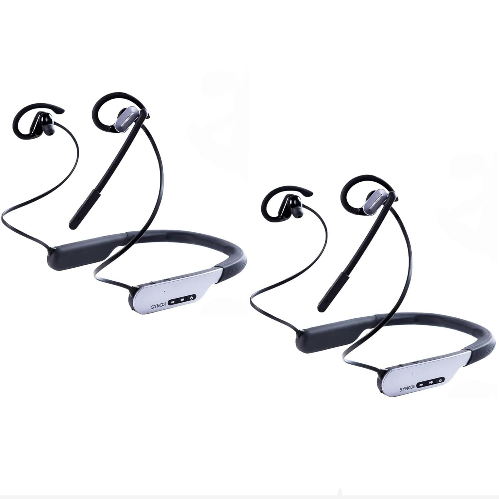 SYNCO Xtalk S2 Wireless Intercom Headset System 820ft 250m 2.4G AI Noise Cancellation,Full-Duplex 10 Hours 88g Duel-Mode for Work and Life Neckband Design for Wedding Gym Outdoor Sports (S2/2-Person)