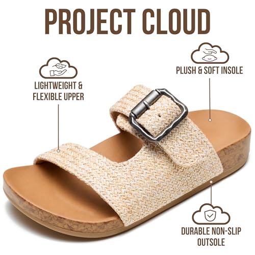 Image of Project Cloud Girls Sandals - Adjustable Buckle Girls Slides with Plush and Soft Insole Kids Sandals - Non-Slip and Lightweight Slides for Kids