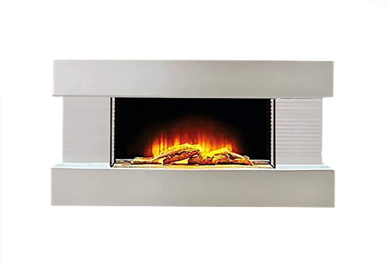 Buy Electric Fire Fireplace Remote Controlled White Wall Mounted Fire Heater LED Flame Effect