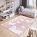 TAPISO Pinky Tappeto Gioco Bambini Stanza Bambini Bimba Cameretta Bimbi Camera da Letto Rosa Bianco Farfalle A Pelo Corto Morbido 80 x 150 cm