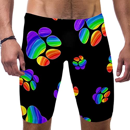 Maillot de bain pour homme à séchage rapide avec motif de pattes arc-en-ciel