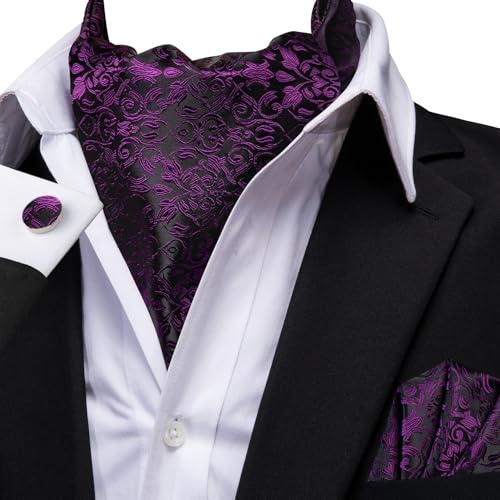 Image of Dubulle Paisley Floral Ascot for Men Self Tie Mens Cravat and Pocket Square Cufflinks Wedding