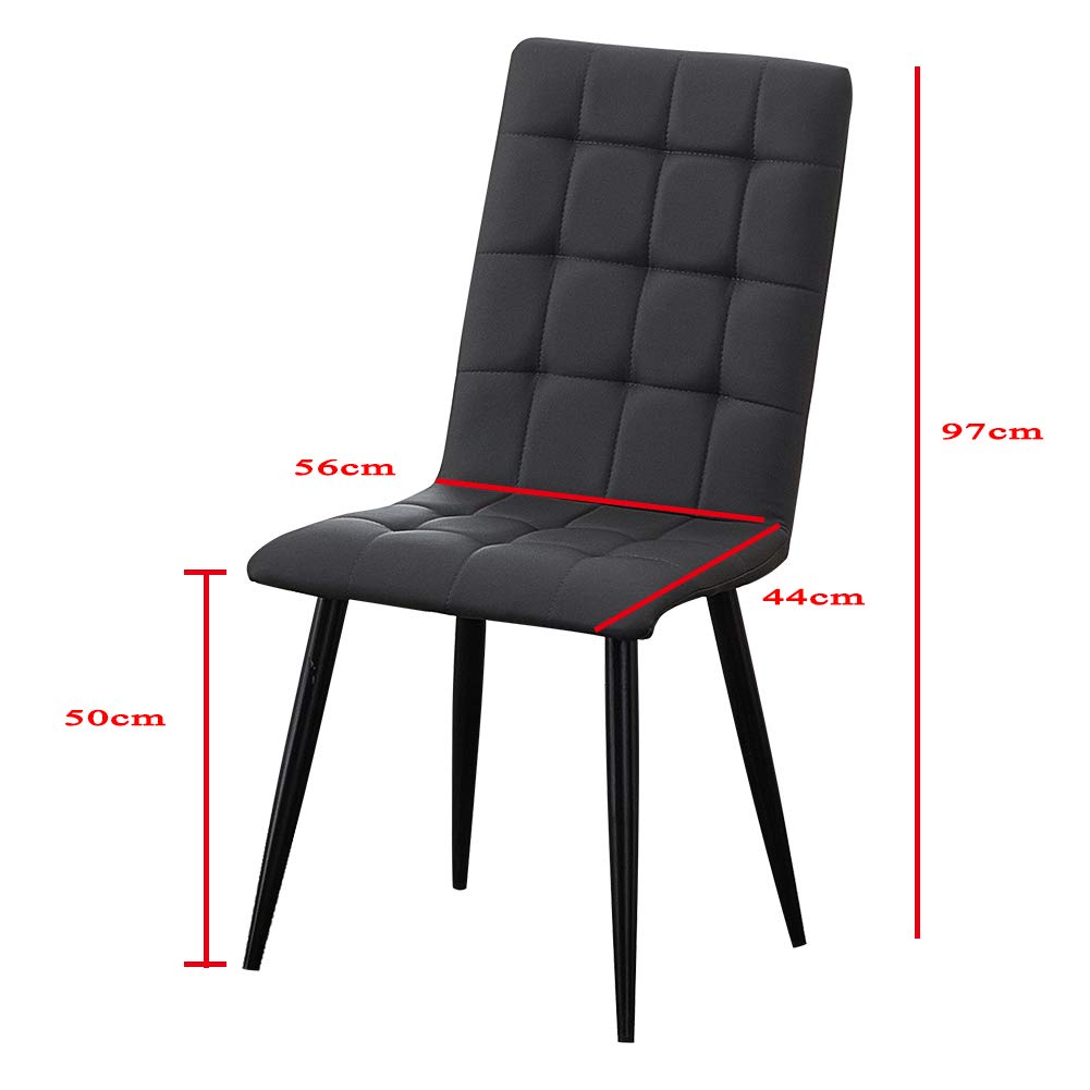 Buy OFCASA Set of 2 Faux Leather Dining Chair Grey High Back