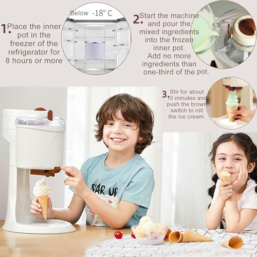 SXYKXYDL Mini-Eismaschine, Softeismaschine für Gefrorene Früchte, automatische Joghurt-Sorbet-Maschine für den Heimgebrauch, tragbarer Eismixer für Bar, Café, Party – Bild 3