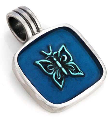 Preisvergleich Produktbild Bico Damen Papillion Anhänger (B15 Hellblau) - Verwandlung, Schönheit und Klarheit - Farbiges Kunstharz und Metall