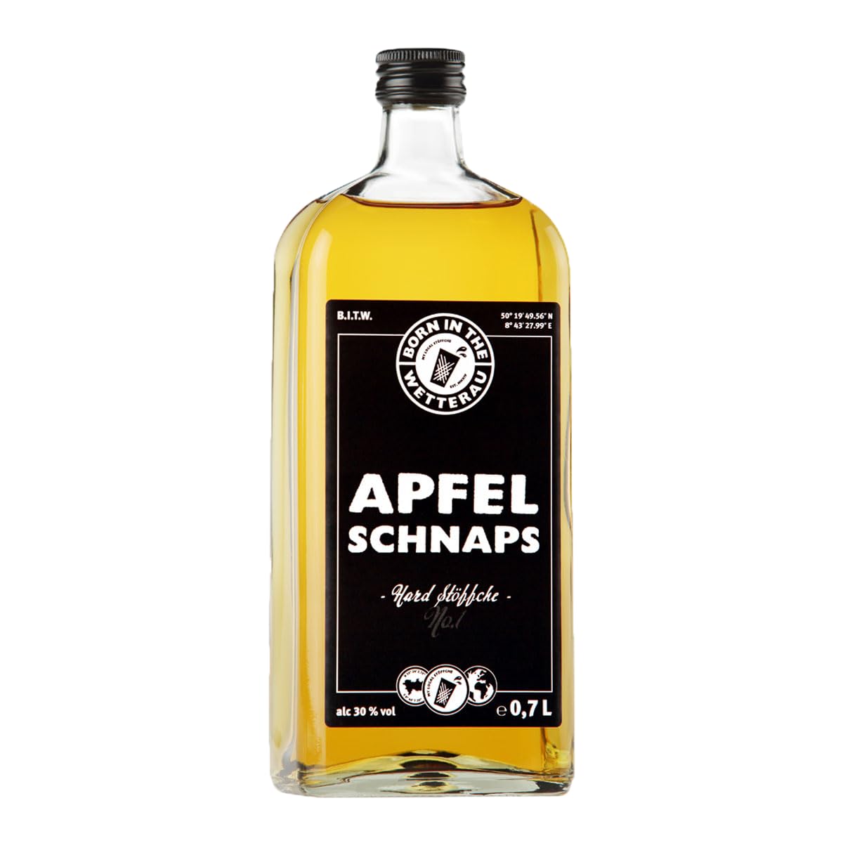 BitW 1x Apfelschnaps 0,7l + 2x Schnapsgläser 4cl | Apfelschnaps 30%-Vol | Born in the Wetterau