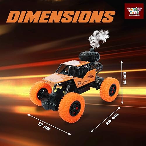 Image of Wonder Remote Control Rock Master /Crawler with Smoke, Monster Car for Kids Monster Truck Rock Climbing Car Toy for Kids | 2.4 GHz Remote with Long Range | C Type Charging | Made in India (Orange)