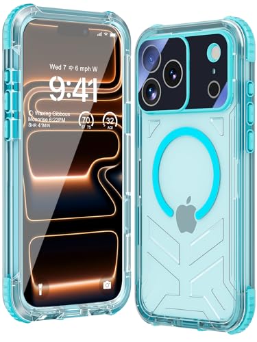 WIFORT for iPhone 17 Pro Max Waterproof Case [Fit for Magsafe] with Sapphire Lens & Screen Protector IP68 Full Body 15FT Military Shockproof Magnetic Frosted Phone Cover with Lanyard 6.9 Teal
