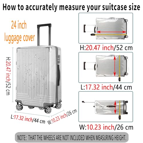 Image of Clear Suitcase Cover - Waterproof Dustproof and Anti-Scratch Luggage Cover - TSA approved Suitcase Protectors, Gray Trim-0.4mm, M Suitcase Cover.