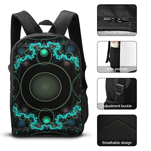 Sac à dos imprimé en 3D Fractal durable 17 pouces pour jeune étudiant