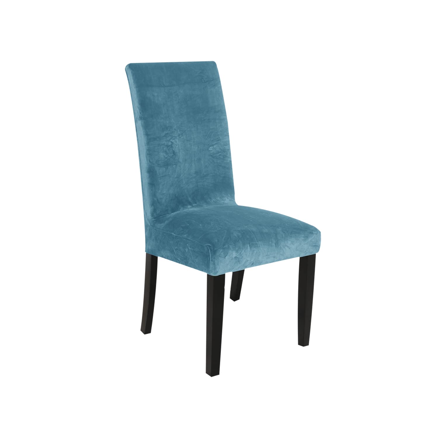 SANOCAY Lake Blue Velvet Wingback Chair Cover Slipcover Strength Removable Washable Reusable Armless Protector Cover for Dining Room Banquet Home Decor (Lake Blue, Set of 1) — image 1