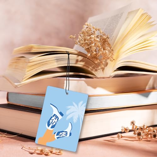Image of Blue Coastal Cowgirl Lavender Car Air Freshener, Preppy Cowgirl Boots Meet Me at the Beach Hanging Air Freshener 4 Pcs for Cars Closet Drawer Books, Cute Car Accessories Mirror Decor for Women