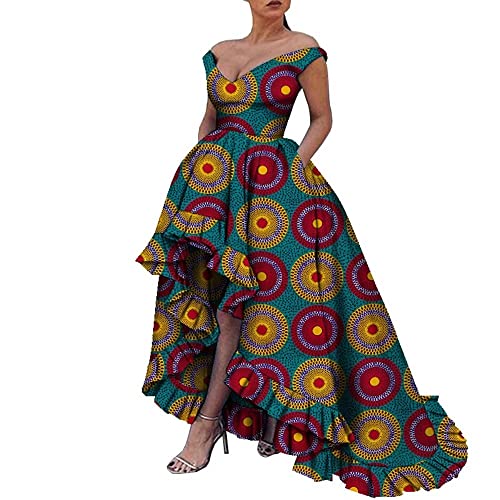 Image of iooiooi African Dresses for Women Party Robe Plus Size Print Dashiki Dinner Dress