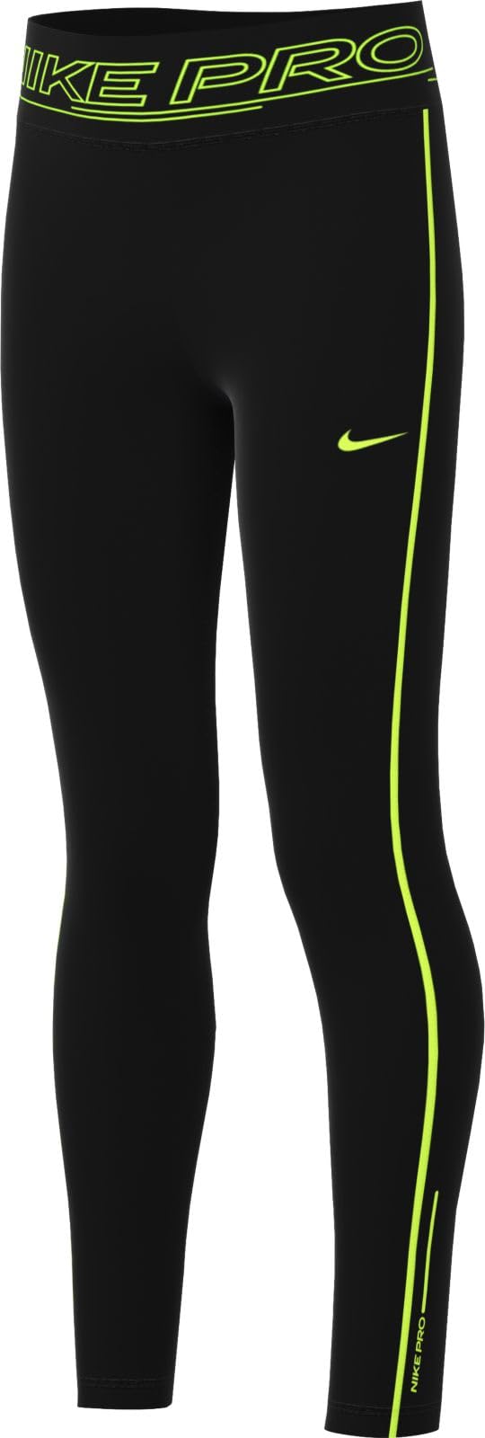 NIKE FZ5613-010 Pro Pants Women's Black/Volt/Volt Size XS