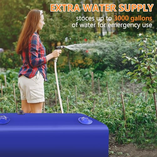 Image of Water Tank, 30 Gallon Water Storage Bladder, Foldable Portable Water Storage, Large Water Storage Containers with 3 /4 inch PVC Spigot and Hose Kit for Camping, Garden, Emergency Water Bag