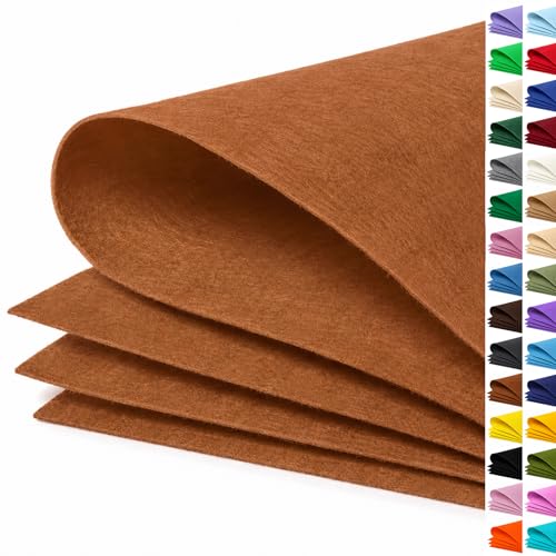Image of Camel Brown Large Felt Fabric 36 inch x 36 inch (1 Square Yard), 1mm Stiff Felt Sheet, Nonwoven Fabric for Crafts, DIY Projects, Art, Sewing, Lining & Decorations