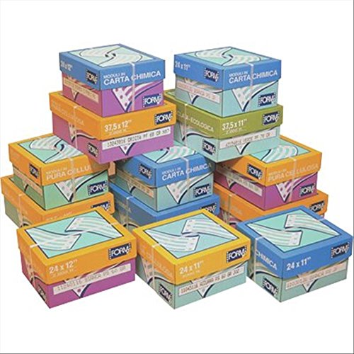 Formato 375 mm x 11” Form 63130126 Carta a Modulo Continuo, 2 Copie, 375 mm x 11-55G/Mq, Confezione da 1000