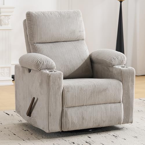 Sillón reclinable manual gris de pana miniatura 1
