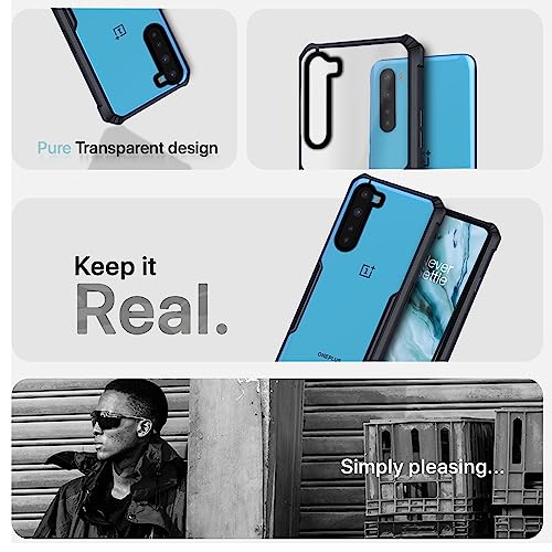 Image of Pikkme Thermoplastic Polyurethane, Plastic Shockproof Bumper Case Clear Transparent Case Back Cover for OnePlus Nord 2020, OnePlus Nord 2020 (Black)