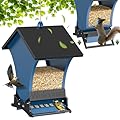 Wildpark Squirrel Proof Bird Feeders for Outdoors, 5LB Metal Hanging Feeders, Large Wild Feeders for Cardinals, Chickadees, Durable Backyard Feeders -One in Blue