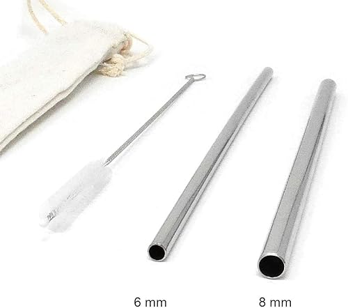 Miniatura 5 de Ezprogear Pajitas anchas reutilizables de acero inoxidable de 0.315 in de ancho (0.31 pulgadas) para batidos y batidos con puntas y bolsa de lona (4