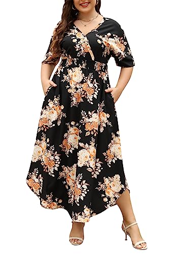 Nemidor Womens Casual Plus Size Summer Maxi Dresses Boho Print