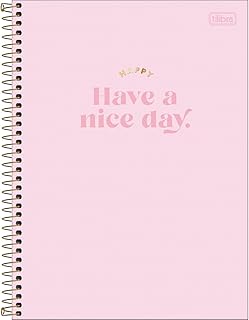 Caderno Espiral Capa Dura Universitário 1 Matéria Happy 80 Folhas - Rosa - Tilibra