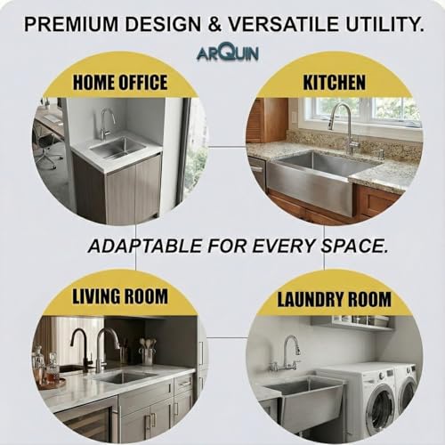 Image of ARQUIN Double Bowl Kitchen Sink 45x20x10 Inch Orginial 304 Grade Stainless Steel Handmade MATT Finish Undermount | Topmount Including Coupling, Washing Basket, Pipe