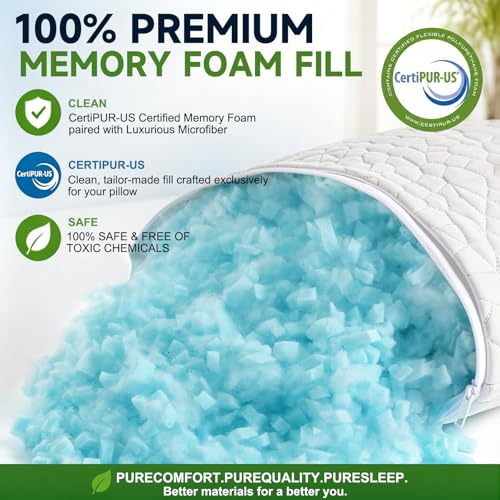 Image of SUPA MODERN Cooling Pillow Queen Size Set of 2, CertiPUR-US Shredded Memory Foam Pillows for Sleeping, Cool Bed Pillows for Hot Sleepers, Adjustable Firm Pillow for Side,Back,Stomach Sleepers