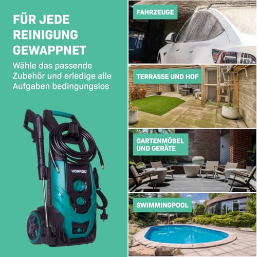 VONROC Hochdruckreiniger 170bar - Fassadenreiniger für mittelschwere Reinigungsarbeiten [2200W...