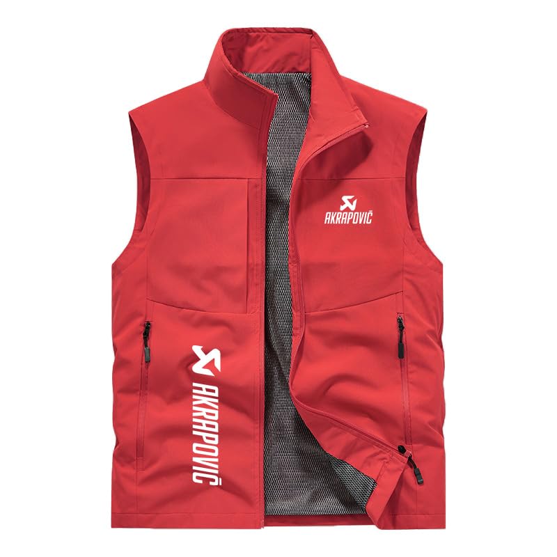 FirstCic Chaleco táctico multifuncional para hombre Akr.ap_ovic Print Chaleco de fotografía al aire libre Chaleco resistente al desgaste transpirable, rojo, M